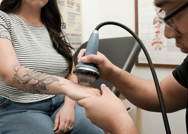 PiezoWave shockwave therapy treatment for chronic pain at Restoration Chiropractic in Prosper, TX