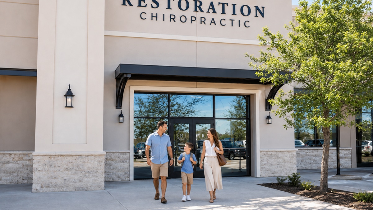 Family preparing for back to school at Restoration Chiropractic in Prosper, TX